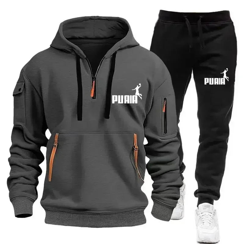 Men's hooded sweatshirt + casual sport pants, autumn and winter casual sweatshirt running suit, sweatshirt set, 2025 new product