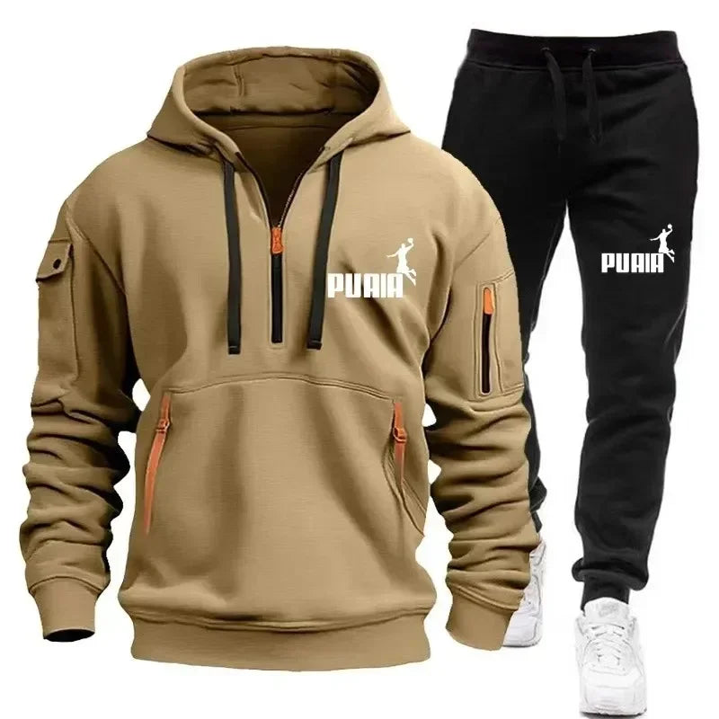 Men's hooded sweatshirt + casual sport pants, autumn and winter casual sweatshirt running suit, sweatshirt set, 2025 new product