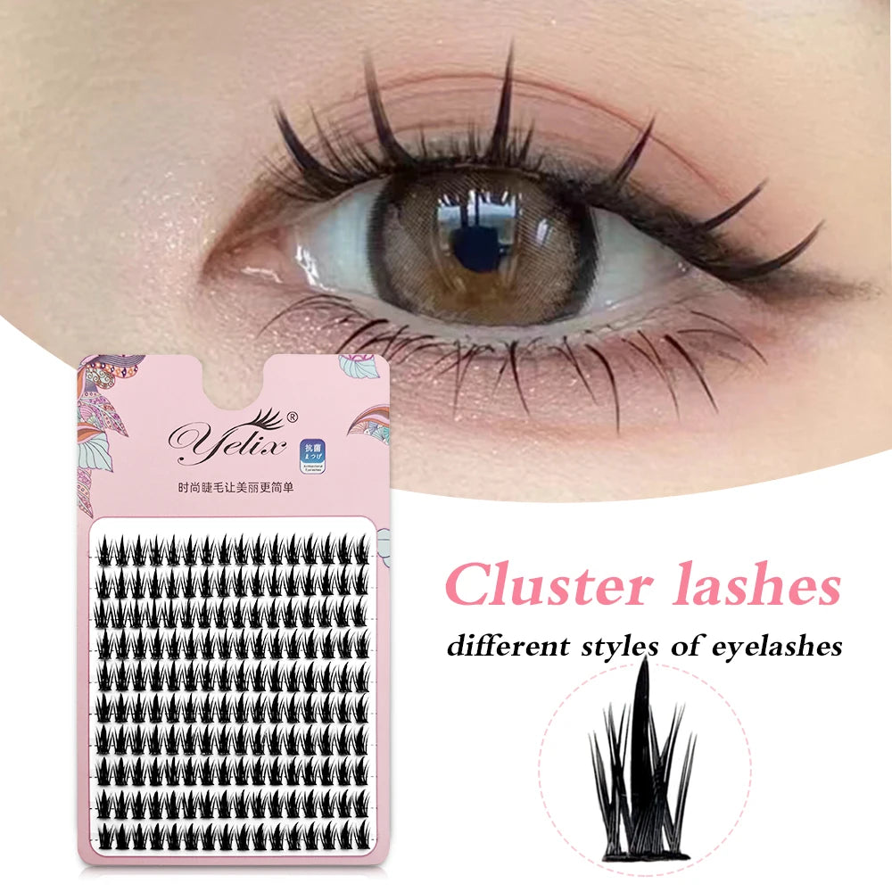 Yelix 160 clusters anime lashes Cosplay lash clusters wispy japanese makeup spikes eyelashes strands eyelash