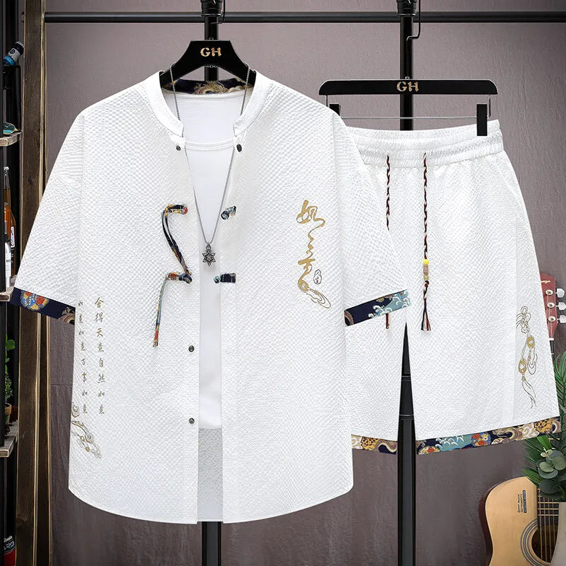 Shirts + shorts Men's Casual Sets 2025 new style summer fashion Sportswear  Male Fashion shorts and shirts men full size M-4XL ﻿