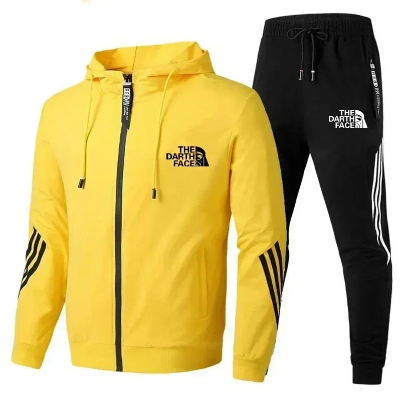 New Spring and Autumn jogging men's hoodie + trousers two-piece set, outdoor casual fashion printed men's jacket pants tracksuit