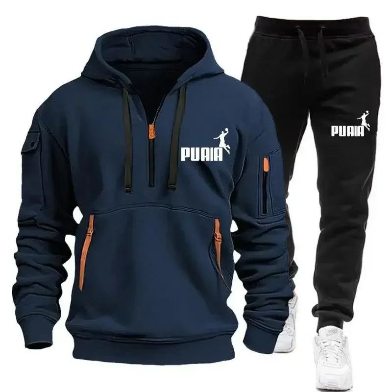 Men's hooded sweatshirt + casual sport pants, autumn and winter casual sweatshirt running suit, sweatshirt set, 2025 new product