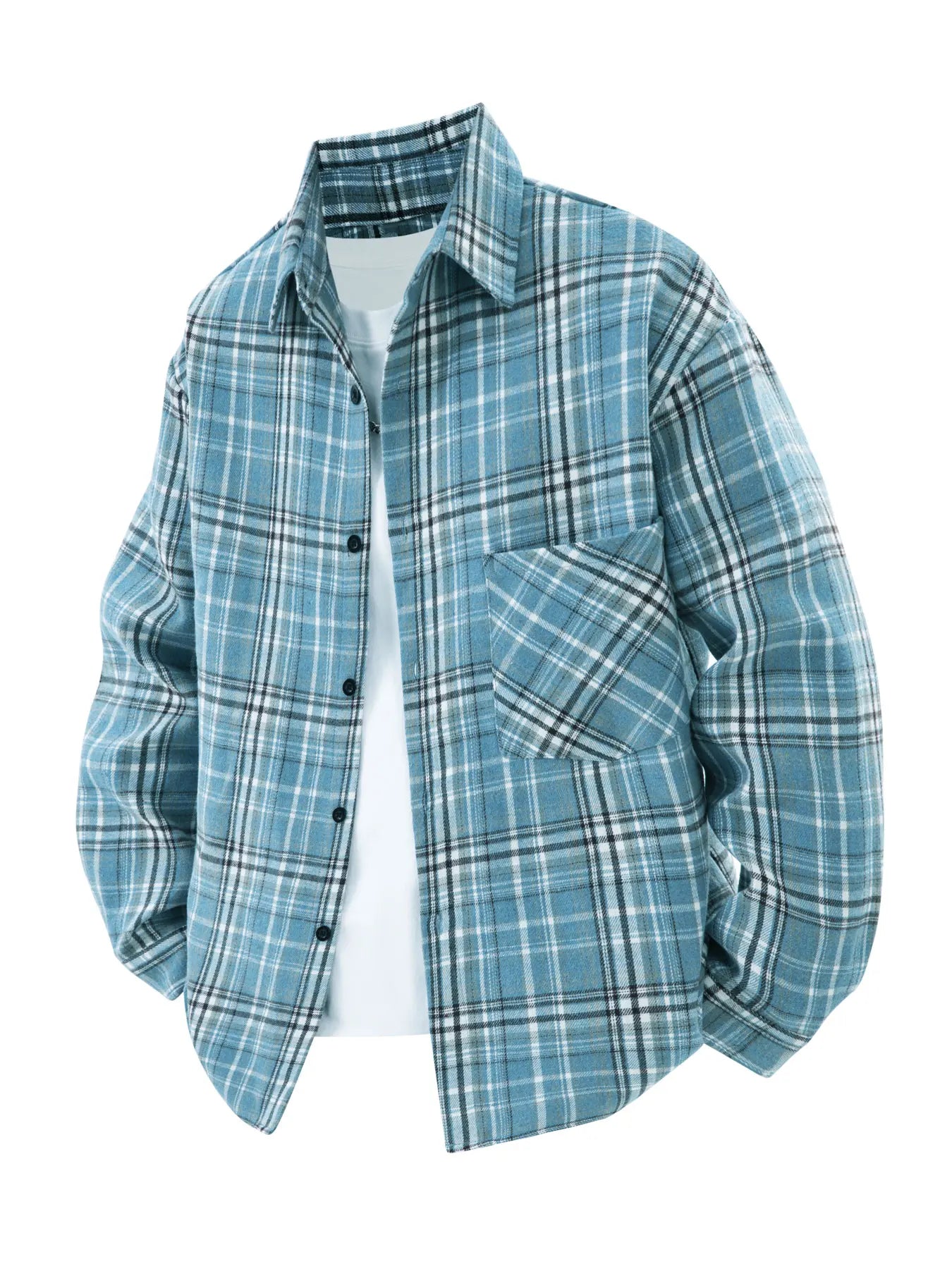 Spring and Autumn Men's Fashionable Plaid Shirt, Youth Outdoor Sports Casual Lapel Plaid Long-Sleeved Shirt That Can Be Worn Outside